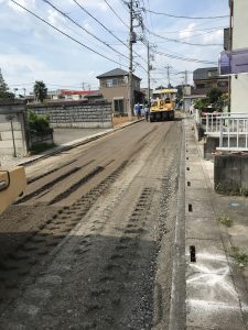 舗装工事　道路舗装工事（市道1181号線）　埼玉県越谷市