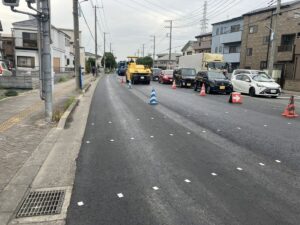 舗装工事　道路舗装工事（市道1050号線）　埼玉県越谷市